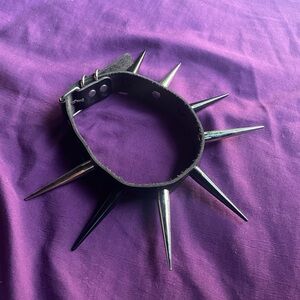 Spiked silver and black choker